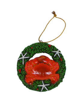 Special Price Resin Crab in Wreath Christmas Ornament