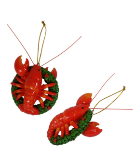 Special Price Resin Lobster in Wreath Christmas Ornament