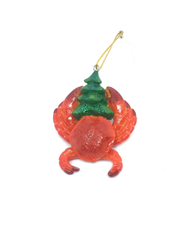 Special Price Resin Crab Holding Christmas Tree Ornament