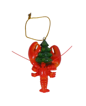 Special Price Resin Lobster holding Christmas Tree ornament