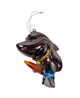 Special Price Blown Glass Shark with Surfboard Christmas Ornament