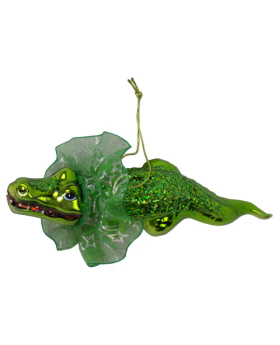 Special Price Blown Glass Alligator Christmas Ornament