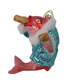 Special Price Blown Glass Fish with Cigar Christmas Ornament