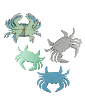 Set of 3 wood carved Crab plaques