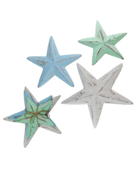 Set of 3 wood carved Starfish plaques 