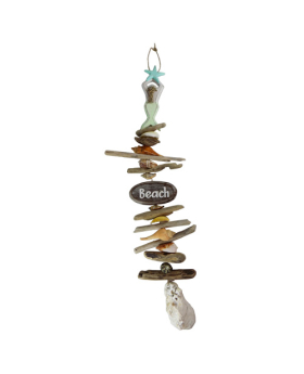 Wood/Shell Mermaid Beach Drop Decoration