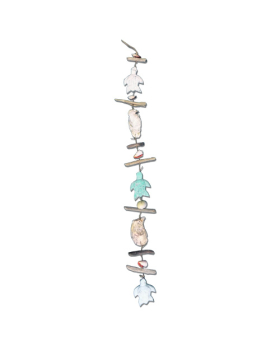 Wood Shell Triple Turtle Drop Decoration