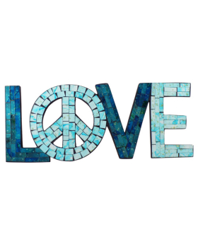 Multi Blue Mosaic LOVE Wall Plaque