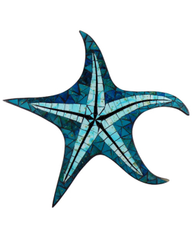 Multi Blue Mosaic Starfish Wall Plaque