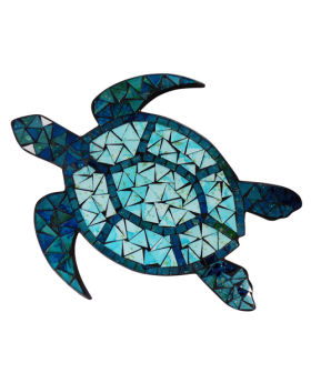 Multi Blue Mosaic Sea Turtle Wall Plaque