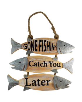 Special Price Wood/Metal Triple fish Gone Fishing Sign