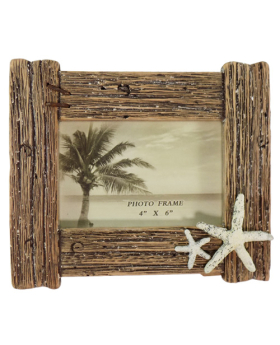Wood Driftwood Double Starfish 4x6 Frame