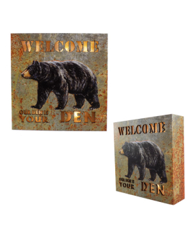 Special Price Wood LED Lighted Box Sign - Welcome Den/Bear sign