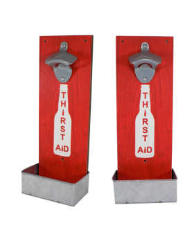 Special Price Wood Beer Opener with/Catch Wall Plaque -Thirst Aid