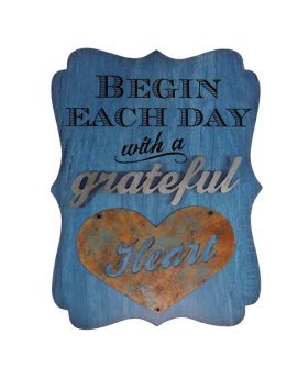 Special Price Wood/Metal Begin each day Grateful Heart sign