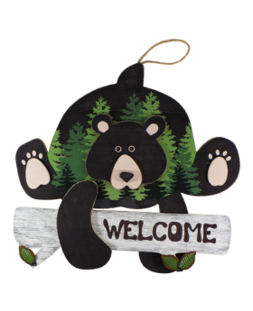 Special Price Wood/Metal Bear holding Welcome sign