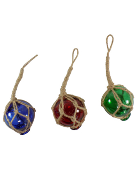 3 Assorted Glass Floats in Nets Christmas Ornaments