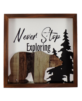Special Price Wood box sign - Never Stop Exploring/Bear