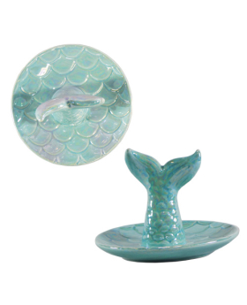 Pearlized Ceramic Mermaid Tail Ring Holder