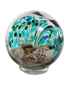4 inch 500gr Small Glass Beach Globe Filled with Sand and Shells