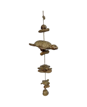 Porcelain Tripple Turtle/Wood/Shell drop with Bell
