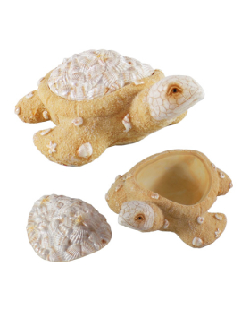 Closeout Resin Sand/ Shell Turtle Box