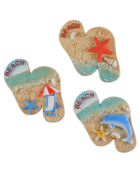 Special Price  3 Assorted Resin Sand/Water Sandal shaped Magnets