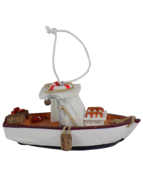 Closeout Resin Lobster Boat Christmas Ornament