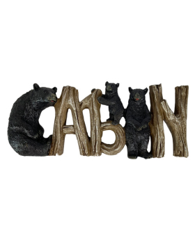 Special Price Resin 3 Black Bears/Cabin word sign