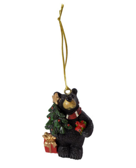 Special Price Resin Black Bear w/Tree Christmas Ornament