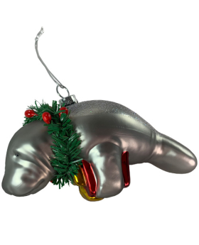 Glass Manatee Christmas Ornament