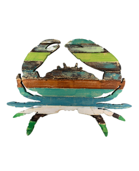 Wood multi color slat Crab plaque
