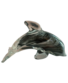 150 gram Grey Swirl Glass Dolphin Figure