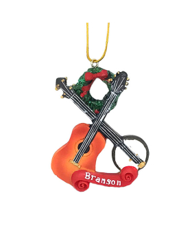Crossed Guitar/Banjo Christmas Ornament with Branson name banner