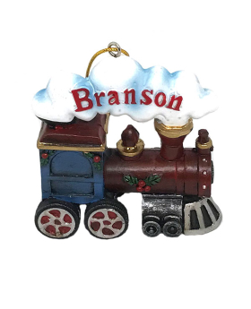 Train Engine Christmas Ornament with Branson namedrop