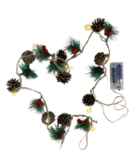 Special Price 10 LED lighted Pine Cone & greenery garland
