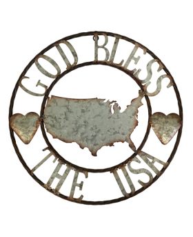 Special Price Metal Round God Bless USA Sign