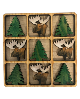 Wood Moose/Pine Tree Tic Tac Toe