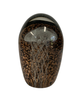 Glow in the dark Jellyfish Paperweight with black and gold background