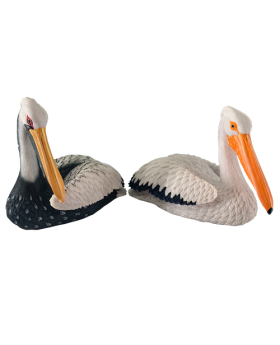 2 assorted small resin Pelican figures