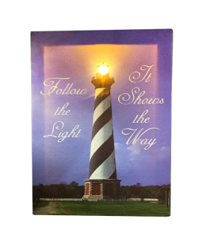 Special Price  Printed canvas Lighthouse with Love the Light it shows the way quote and LED light