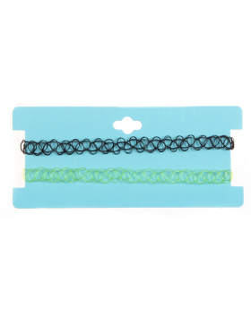2 Pc Assorted Double Row Tattoo Choker Set