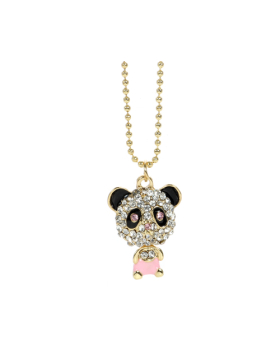 Rhinestone Panda Dangle Necklace