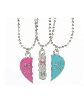 Mother and Daughters Heart Trio Necklace