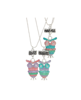 Glitter Owl Best Friends Forever Trio Necklace Set