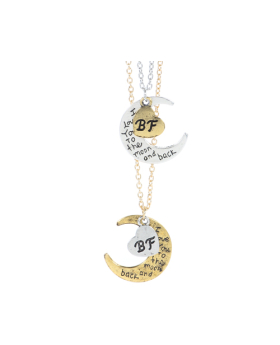 Cresent Moon Heart BF Necklace Set