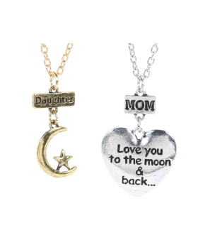Cresent Moon Heart Mother/Daughter Necklace Set
