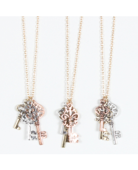 Tri-Color Fashion Key Necklace