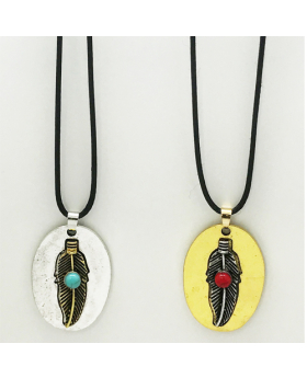 Asst Brass/Silver Feather Cord Neck