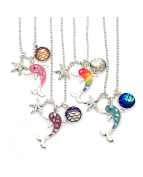 Glitter Dolphin & Starfish Necklace
